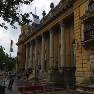 It was raining so we took a bath