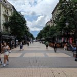 The main pedestrian drag in Sofia, Bulgaria. Chockablock with overpriced tourist eateries. Still nice enough, though.