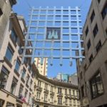 Suspended portcullis in Bratislava, Slovakia. Significance unknown.