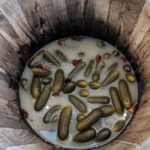 Bulk pickles at the Saturday German market in Bratislava, Slovakia. These are the spicy ones.
