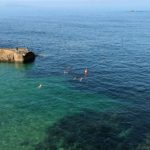 Crystal clear waters of Biarritz. Too chilly for some but not all.
